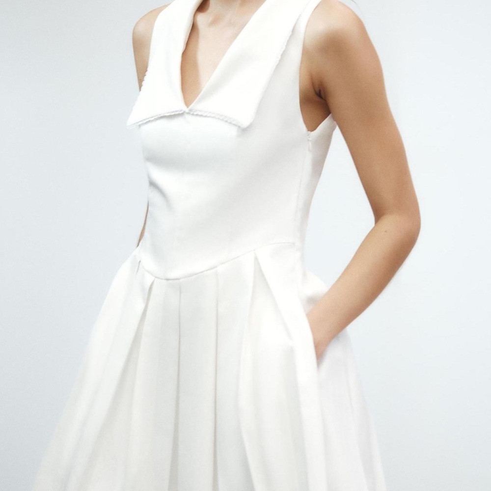 Zara White Sleeveless Pleated Dress - NWT - Size Small
